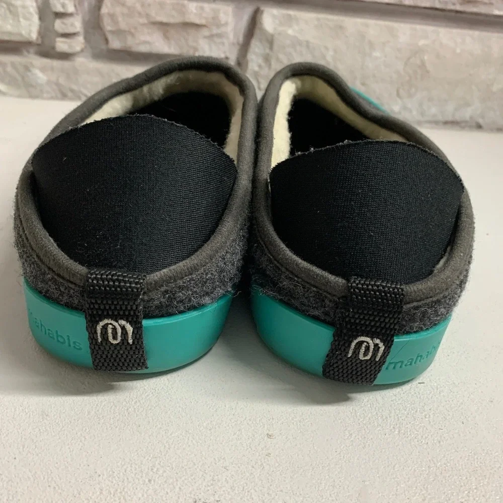 Mahabis Curve Grey Blue Wool Felt Neoprene Heel Womens 8.5-9 Mens 7-7.5